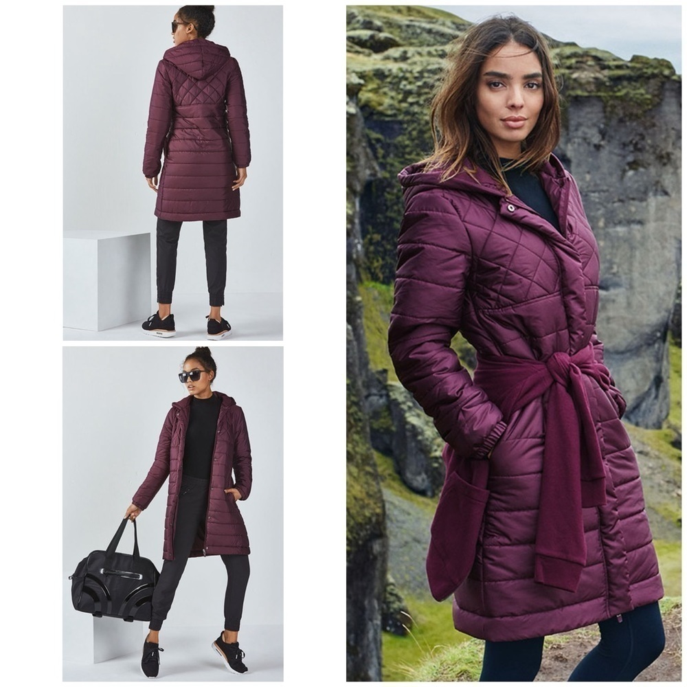 Fabeletics Lucca Purple Full Zip Up & Snap Buttons Hoodie Puff Puffer Coat XS
